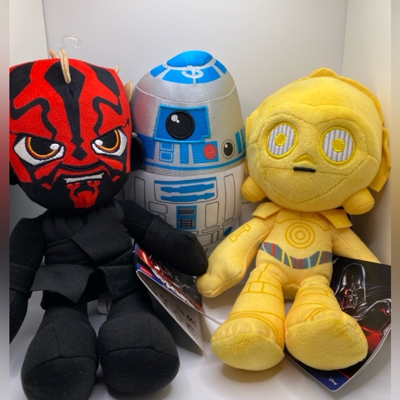 Mattel Other - NWT Set of 3 Mattel Star War Plush Figures RARE Darth Maul, R2-D2 & C-3PO 8”H